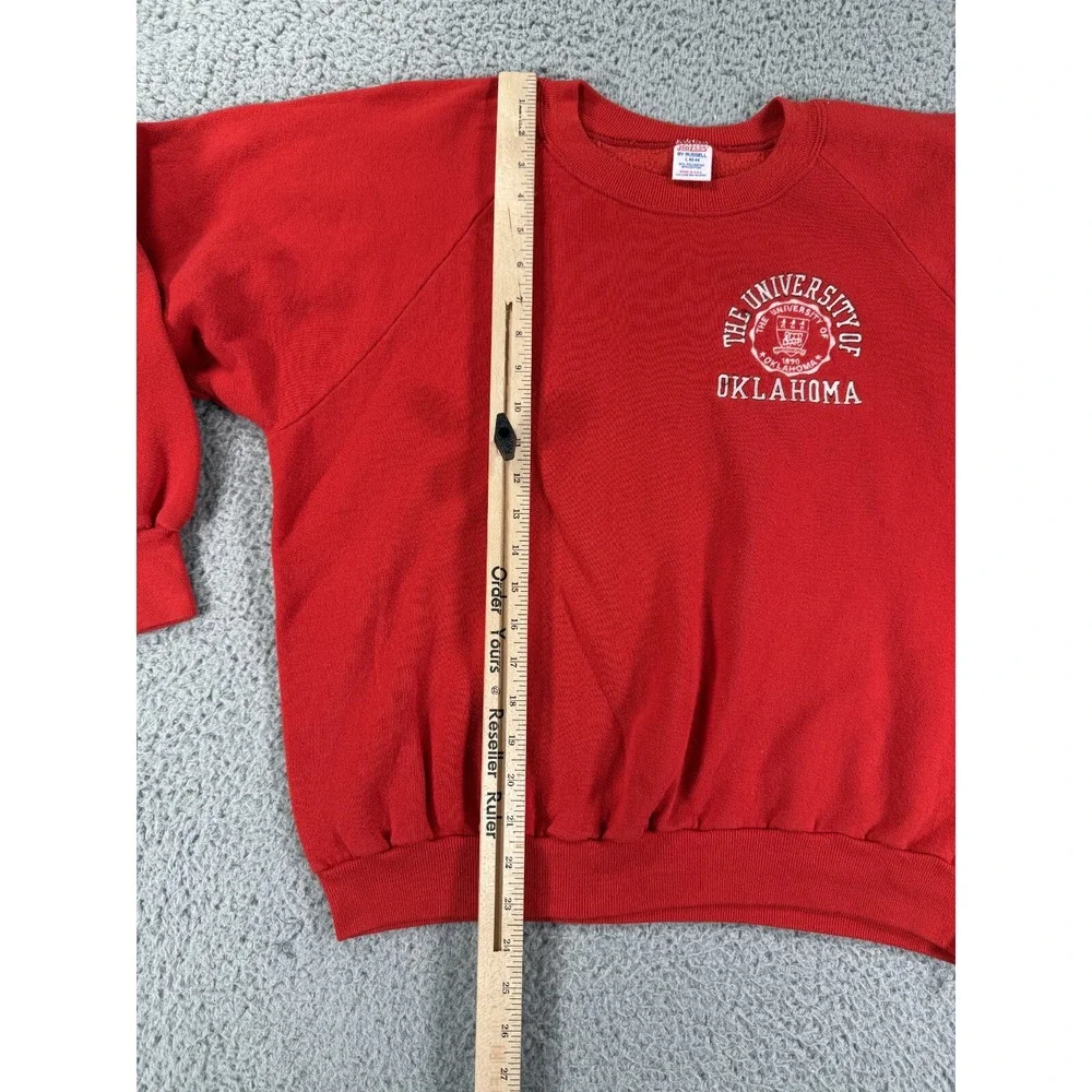 Vintage University Of Oklahoma Sweatshirt Adult Large Red Sooners 80s Retro Logo
